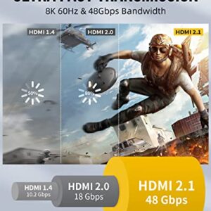 8K HDMI 2.1 Cable 3ft, TechDuck Premium Braided 28AWG High Speed 8K@60Hz 4K@120Hz/144Hz 48Gbp HDMI Cord, Dynamic HDR eARC/ARC Dolby, Certified UHD HDMI to HDMI Cable for Gaming/Monitor/Ultra HD TV