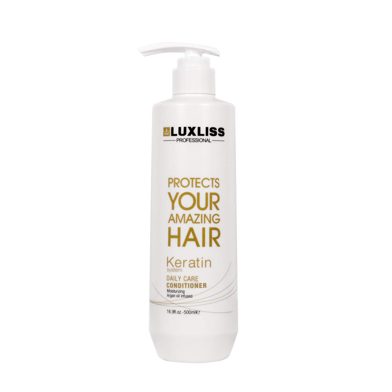 Luxliss Keratin Daily Care Shampoo and Conditioner Set, 2 Pack (16 Fl Oz each), Moisturizing, Anti-frizz, Repairing, for Chemically Treated Hair, Argan Oil