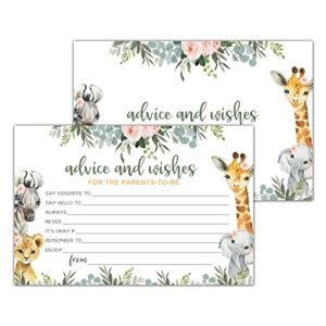 yuansail jungle animals advice and wishes cards for the parents-to-be, baby advice cards for new parents, baby shower party game,decorations party supply，25 cards(bb002-jyk 005)