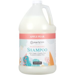 ginger lily farms botanicals moisturizing shampoo for all hair types, 100% vegan & cruelty-free, apple pear scent, 1 gallon refill (128 fl oz)