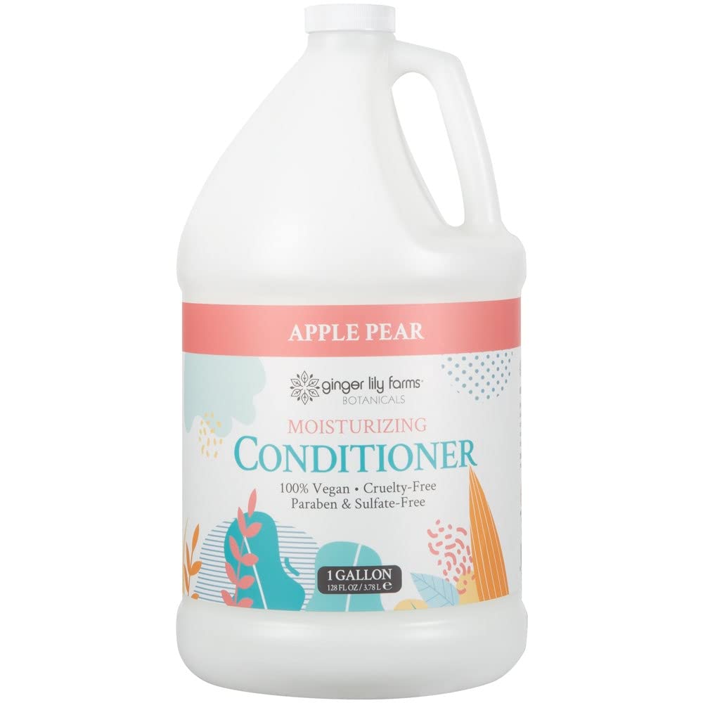 Ginger Lily Farms Botanicals Moisturizing Conditioner for Dry Hair, 100% Vegan & Cruelty-Free, Apple Pear Scent, 1 Gallon Refill (128 fl oz)