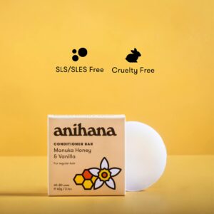 ANIHANA Conditioner Bar for Regular Normal Hair Clean Purifying Natural Healthy Look and Shine Paraben Free Manuka Honey and Almond 2.1 oz