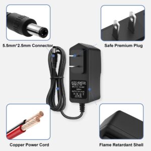 12V 0.5A 500mA DC Power Supply Adapter 12 Volt AC Adapter 100-240V 50-60Hz AC to DC 12V 0.5A Power Adapter, 12V DC Power Supply 500mA Transformer with 5.5mm x 2.5mm DC Outlet Plug