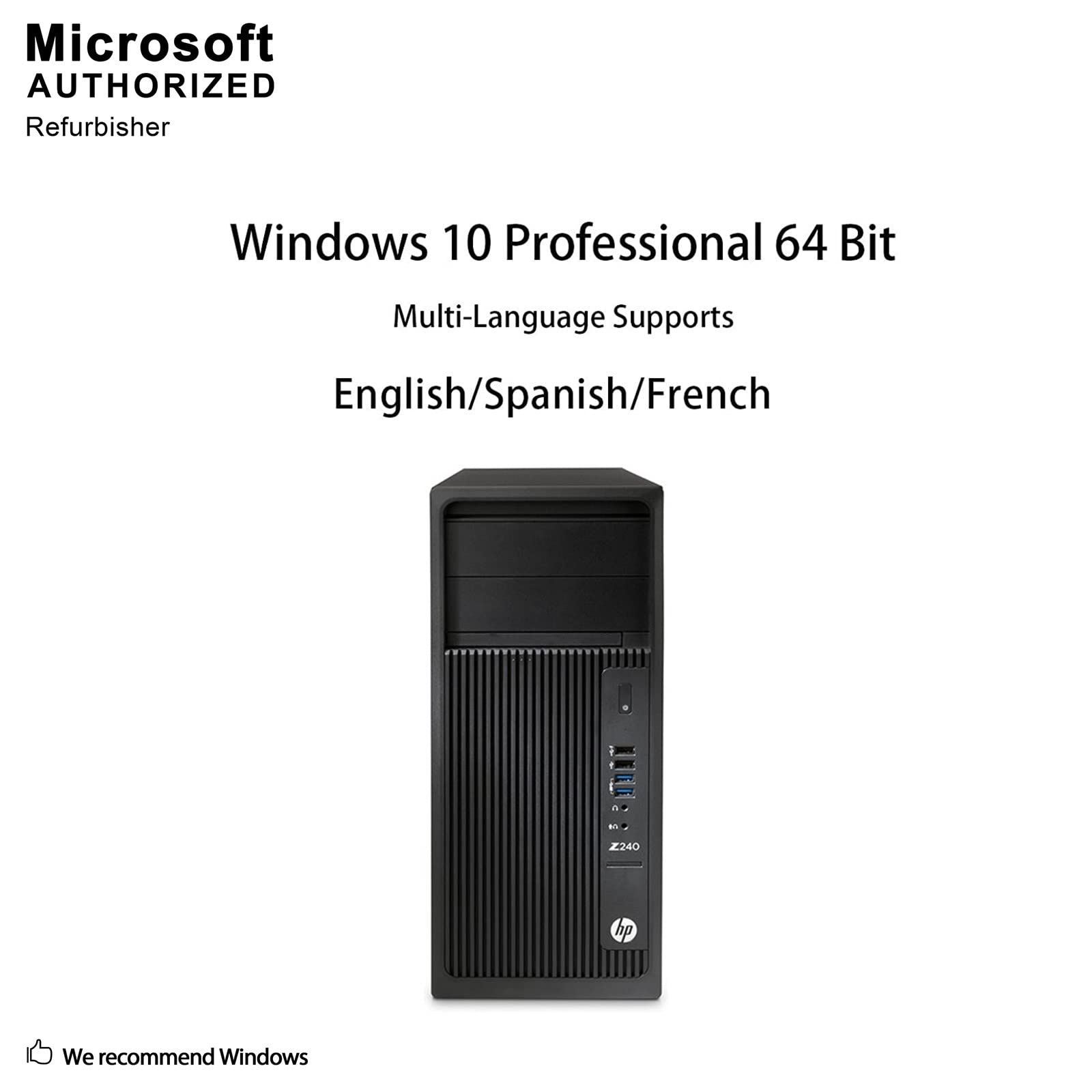 HP Z240 Gaming Tower Desktop PC, Intel Quad Core I5-6500 up to 3.6GHz, 32G DDR4, 128G SSD+1T, GPU RX 550 4G GDDR5, 4K Support, WiFi, BT, DP, HDMI, DVI, Win 10 Pro 64 Language En/Sp/Fr (Renewed)