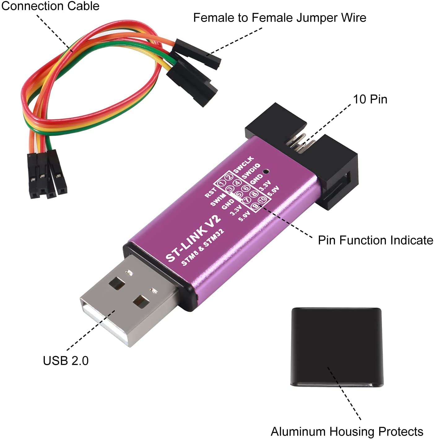 UMLIFE1PCS ST-Link V2 Programming Unit Emulator Downloader(Random Color) STM8 STM32 STLINK with 2PCS 40pin STM32F103C8T6 ARM STM32 SWD Minimum System Board Micro USB for Arduino