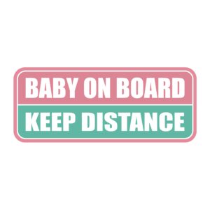 geekbear baby on board car magnet - colorful, reflective, weather-resistant - rectangular 8.7 x 3.5 in (light pink/turquoise)