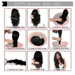 Water Wave Lace Front Wigs Human Hair Pre Plucked Baby Hair HD Transparent Wet and Wavy Lace Wigs 180% Density Brazilian Glueless 13x4 Water Wave Lace Frontal Wig Natural Hairline Natural Black 20Inch