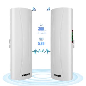 point to point wireless bridge router，vsvabefv 3km outdoor long range wifi bridge 5.8g 300mbps wireless access point preset wireless cpe kit 14dbi wifi signal amplifier for network extension, 2-pack