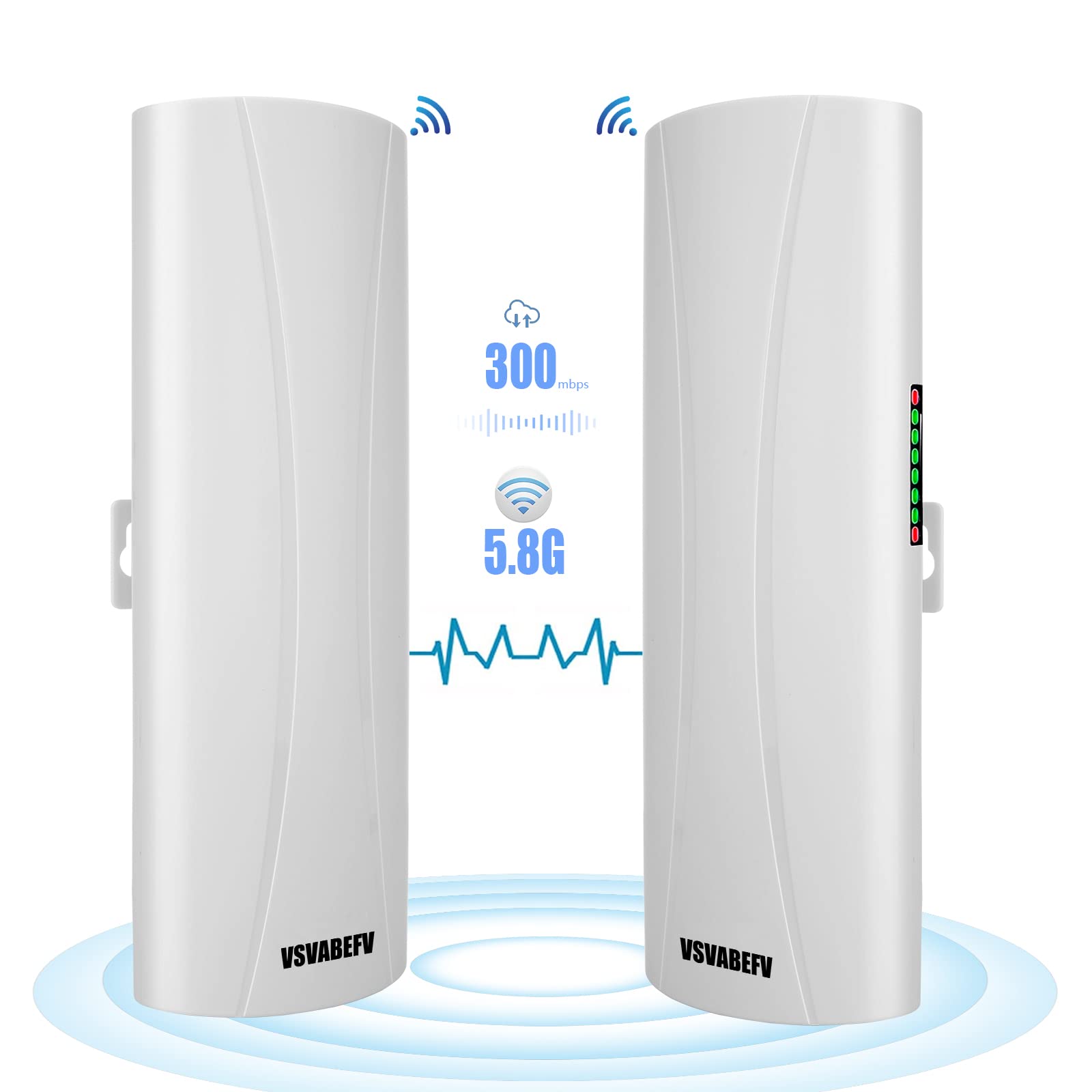 Point to Point Wireless Bridge Router，VSVABEFV 3KM Outdoor Long Range WiFi Bridge 5.8G 300Mbps Wireless Access Point Preset Wireless CPE kit 14dBi WiFi Signal Amplifier for Network Extension, 2-Pack