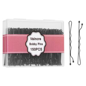 vaincre bobby pin hair pins - 150 count bobby pins black bulk with storage case, pain-free hairpin hair pin for buns, hair accessories hairclips hair clips for women and girls (black, 2 inch)