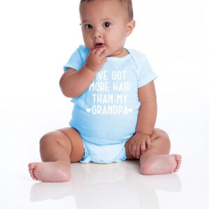 Belle Homie I've Got More Hair Than My Grandpa - Funny Baby Essentials Bodysuit - Cute Baby Girl Clothes (12 Months, Light Blue)