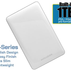 Avolusion T1 Series 1TB USB 3.0 Portable External Gaming Hard Drive - White (for PS4 / PS5 Pre-Formatted) - 2 Year Warranty (Renewed)