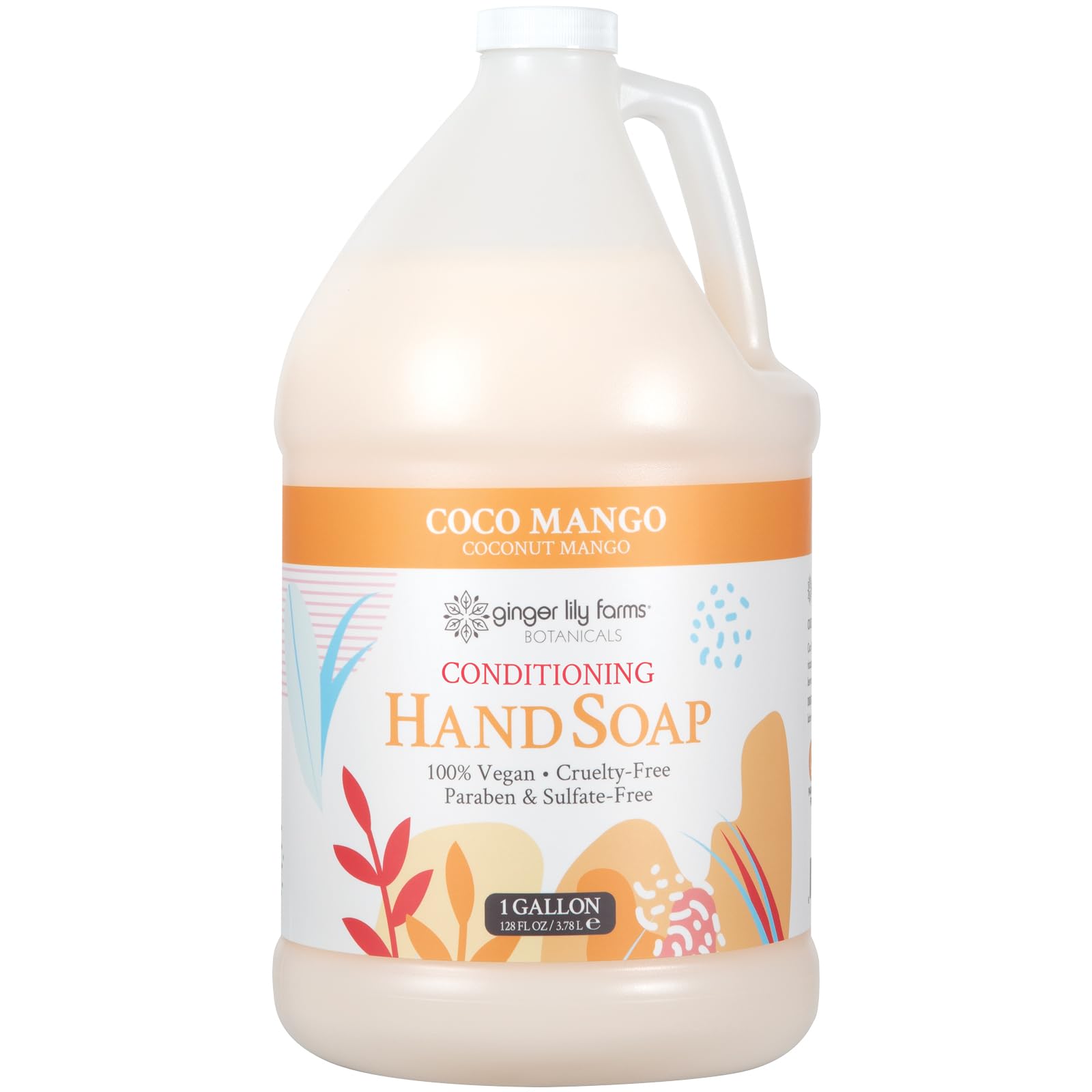 Ginger Lily Farms Botanicals All-Purpose Liquid Hand Soap Refill, Coco Mango, 100% Vegan & Cruelty-Free, Coconut Mango Scent, 1 Gallon (128 fl oz)