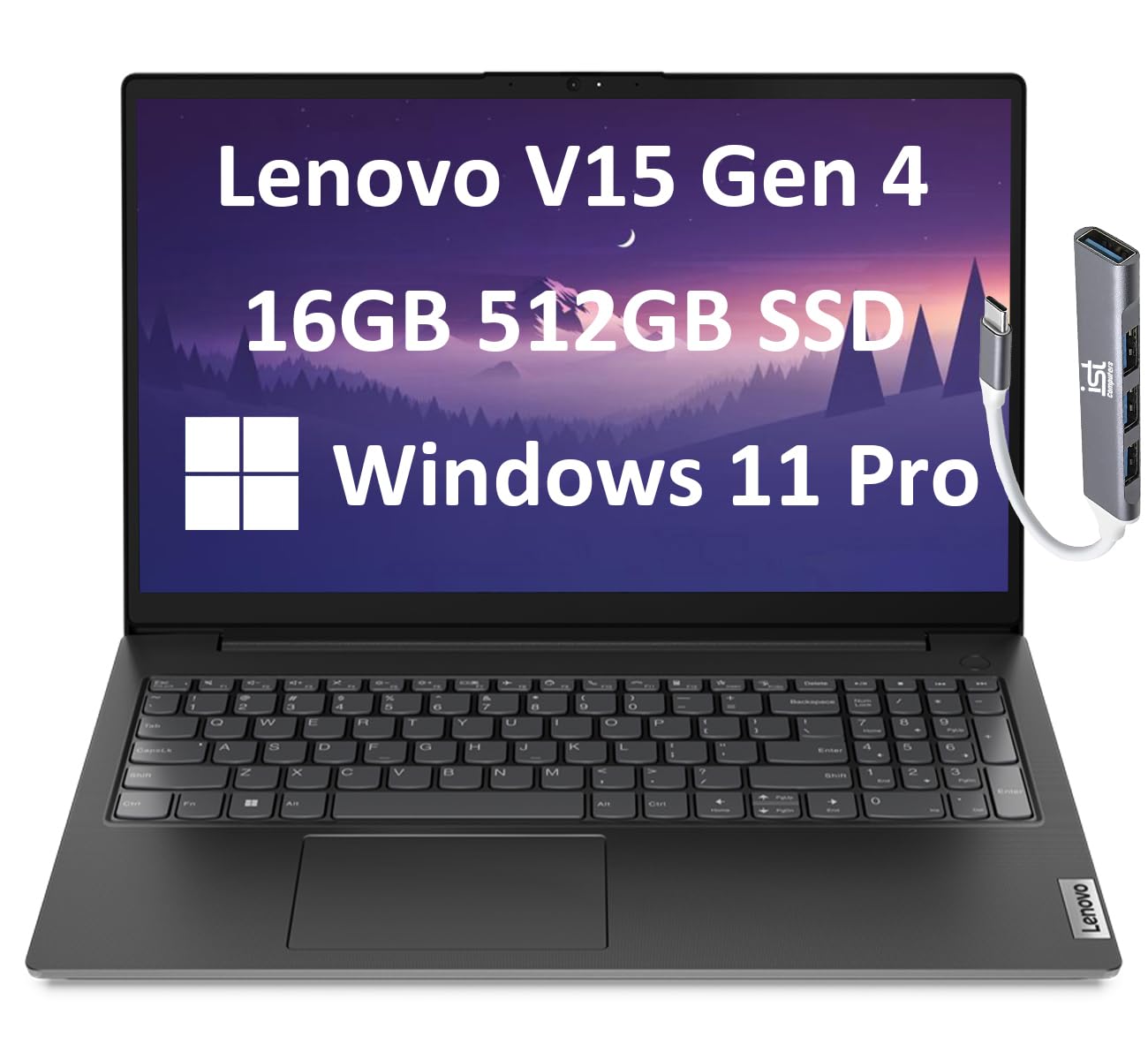 Lenovo Laptop V15 for Business (15.6" FHD, AMD 6-Core Ryzen 5 5500U (Beat i7-1065G7), 16GB RAM, 512GB SSD), Webcam w/Shutter, Military Grade, Numeric Keypad, IST Hub, Ethernet, Wi-Fi, Win 11 Pro