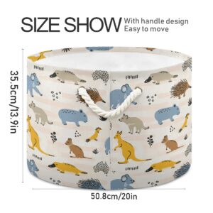 Australia-wild-animals-seamless-pattern Large Storage Basket for Toys Storage Bin Box Kids Laundry Hamper for Nursery Clothes, Toys, Books, Home Decor