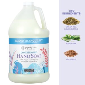 Ginger Lily Farms Botanicals All-Purpose Liquid Hand Soap Refill, Island Tranquility, 100% Vegan & Cruelty-Free, Green Tea Lemongrass Scent, 1 Gallon (128 fl oz)