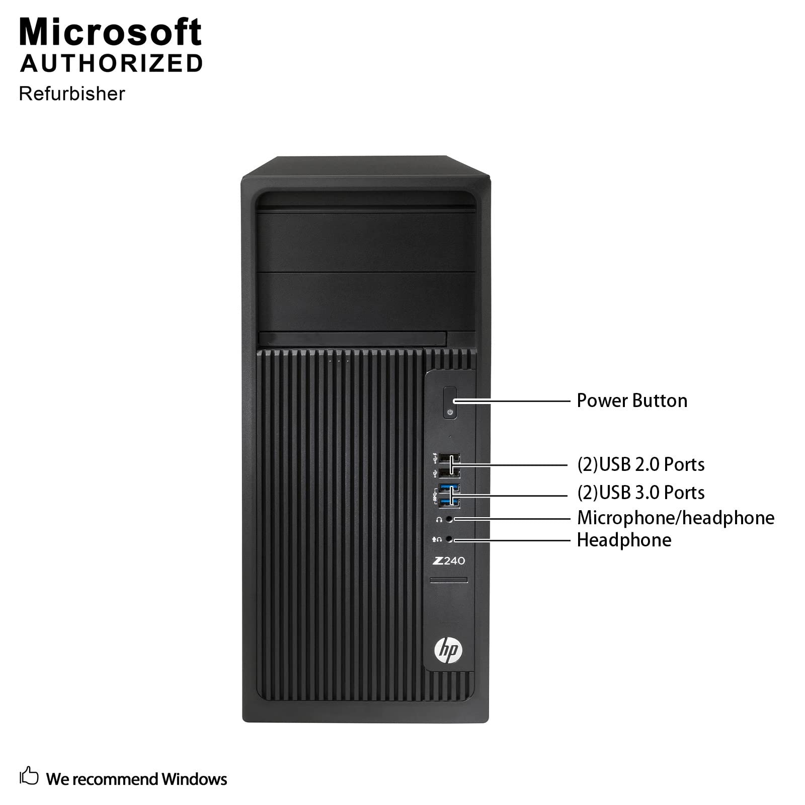 HP Z240 Gaming Tower Desktop PC, Intel Quad Core I5-6500 up to 3.6GHz, 32G DDR4, 128G SSD+1T, GPU RX 550 4G GDDR5, 4K Support, WiFi, BT, DP, HDMI, DVI, Win 10 Pro 64 Language En/Sp/Fr (Renewed)