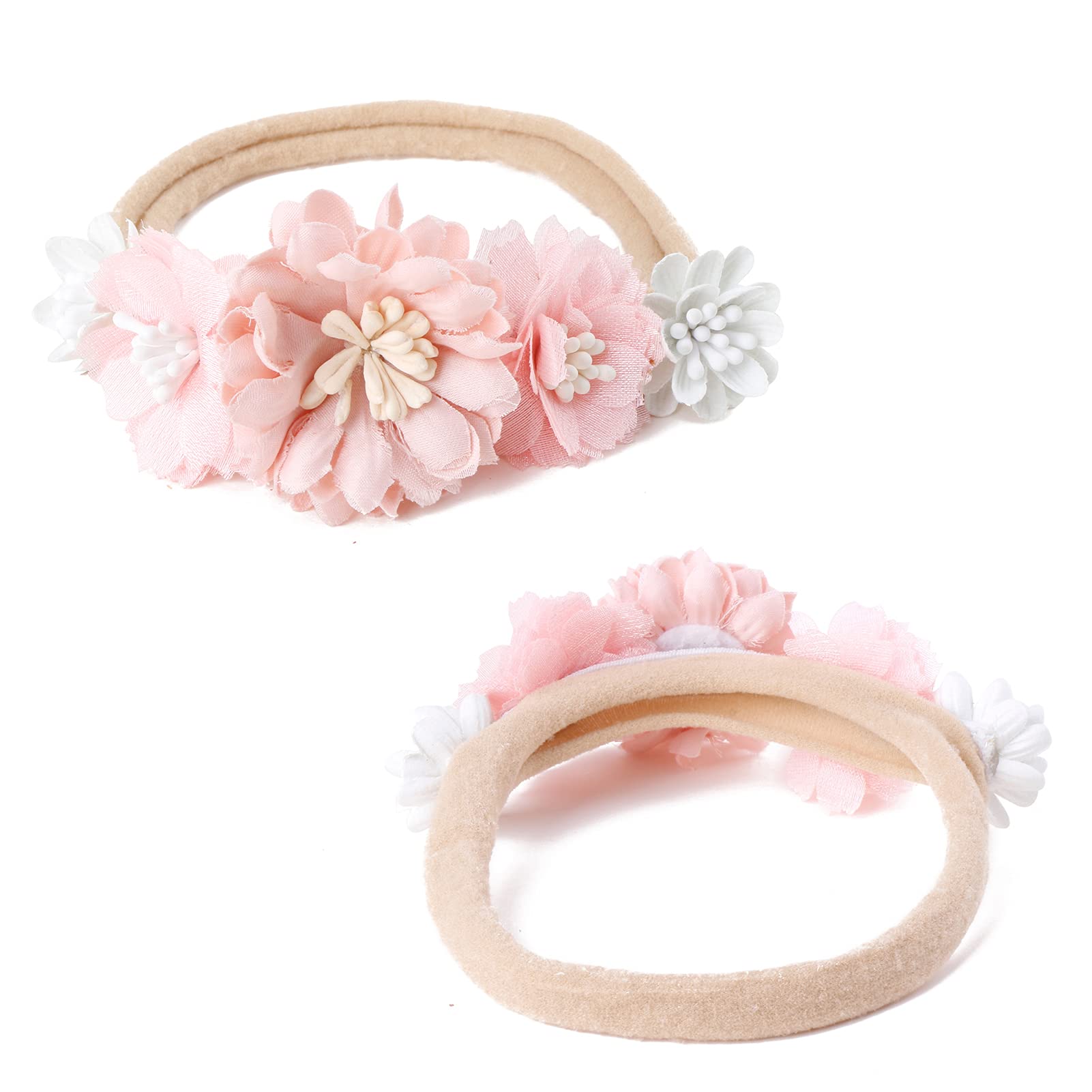 NUWAJP Baby Girl Flower Headband 6 PCS Elastic Hairbands Handmade Nylon Bows Headbands Chic Floral Hair Accessories Kids Gifts for Newborn Infant Toddlers