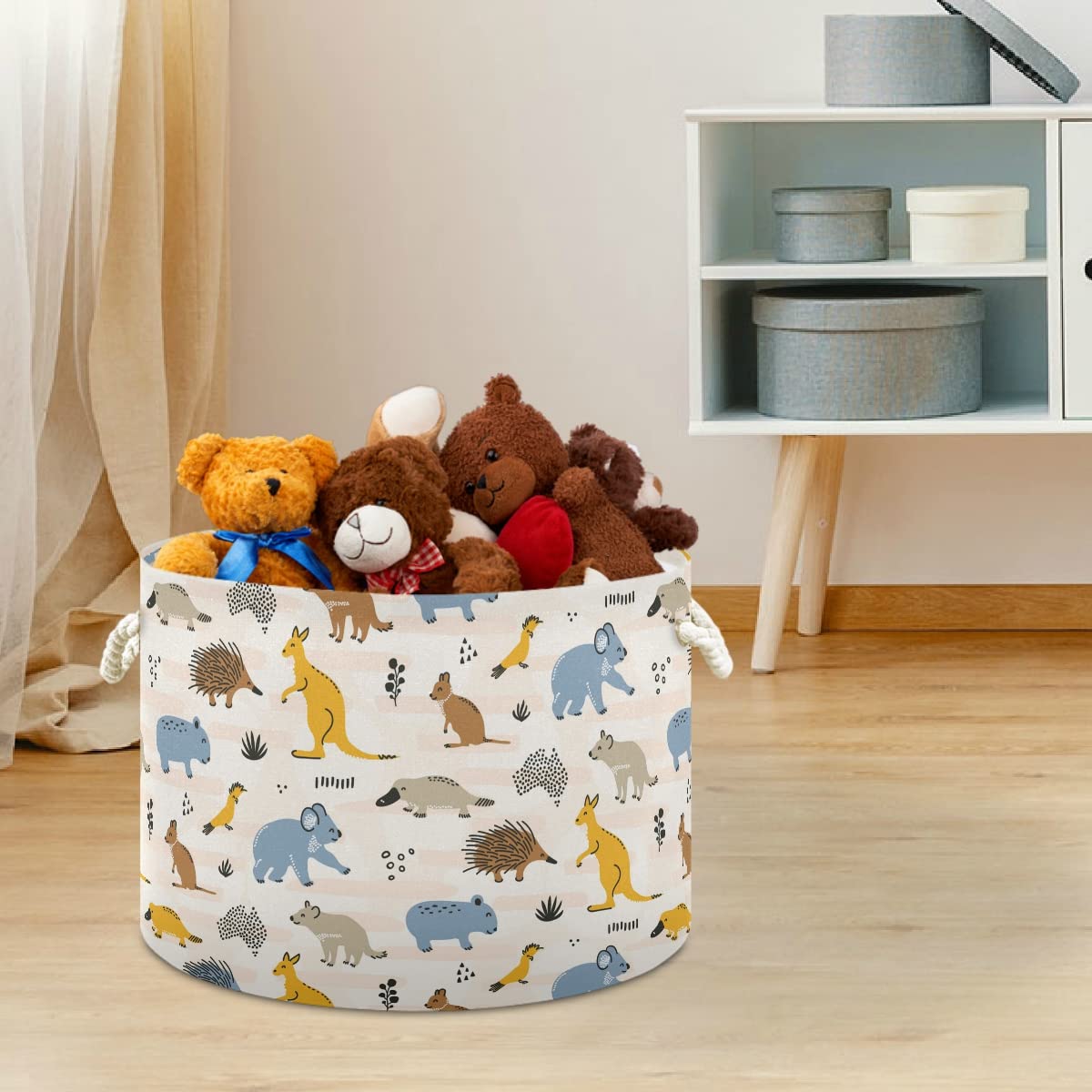 Australia-wild-animals-seamless-pattern Large Storage Basket for Toys Storage Bin Box Kids Laundry Hamper for Nursery Clothes, Toys, Books, Home Decor