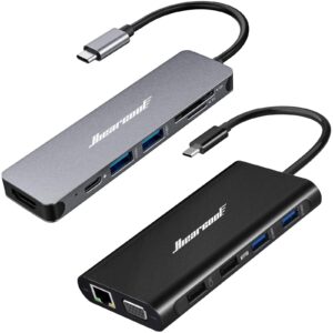 Hiearcool 7IN1 USB C Adapter and 11IN1 Docking Station, USB C Hub, Multi-port USB C to HDMI Dongle