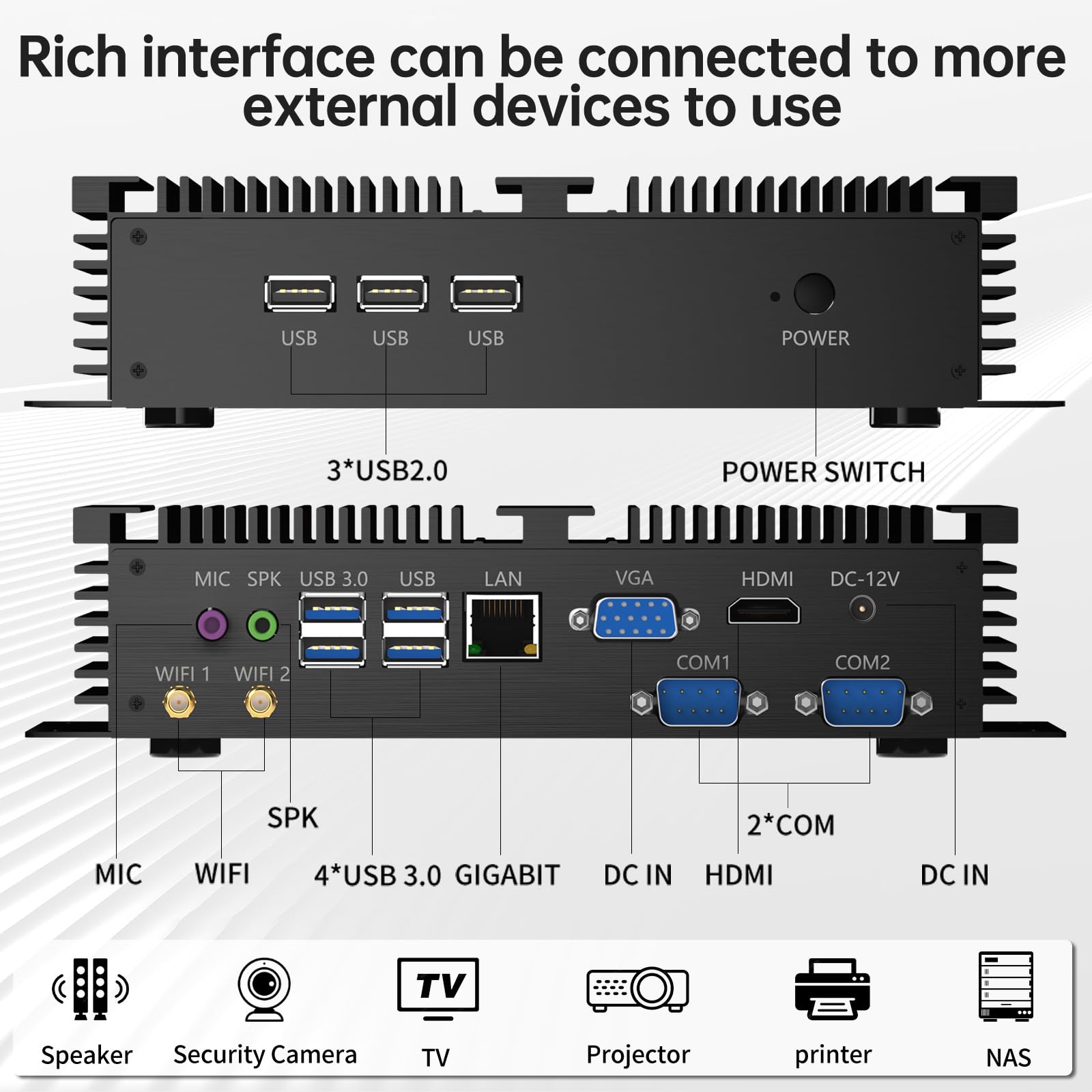 Kinupute Industrial Mini PC, Fanless Desktop Computer i7-1165G7 Windows 10 Pro, 16G DDR4, 256G SSD, 2xCOM, HDMI/VGA Port, 4K, Gigabit Ethernet, BT4.0/2.4G+5G WiFi for Industry Office HTPC, Metal Case