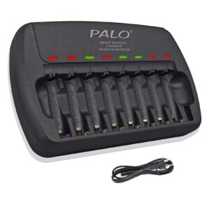 8 Bay AA AAA Battery Charger Independent Slot for 1.2V Double A and Triple A Ni-MH Rechargeable Batteries