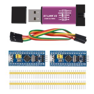 umlife1pcs st-link v2 programming unit emulator downloader(random color) stm8 stm32 stlink with 2pcs 40pin stm32f103c8t6 arm stm32 swd minimum system board micro usb for arduino