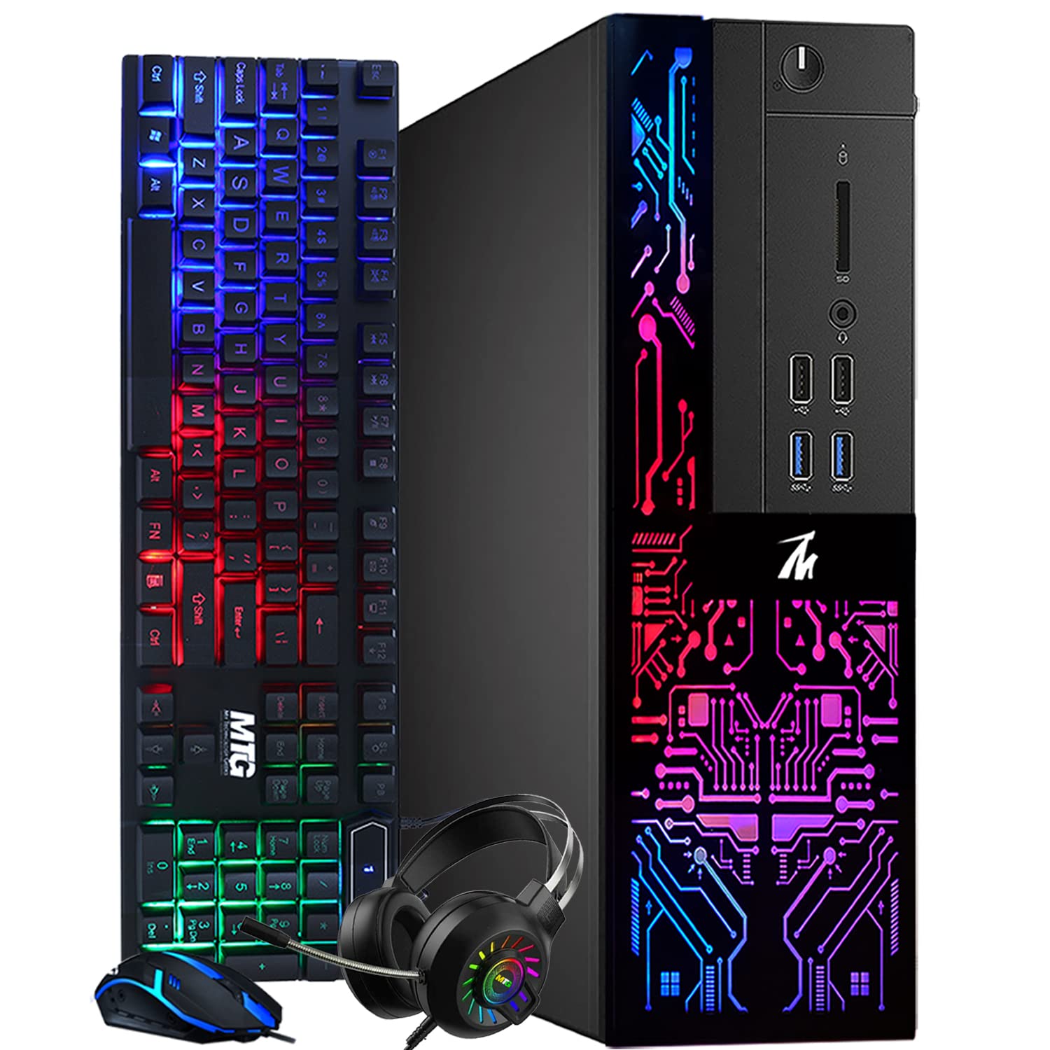 TechMagnet Gaming PC Desktop, Intel Core i3-6100, Siwa 6, 16GB RAM, 480GB SSD (Fast Boot), 2TB HDD, AMD RX 550 4GB DDR5, WiFi, RGB Headphone Keyboard Mouse, Windows 10 Pro (Renewed)