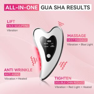 LEYOK Electric Gua Sha Facial Tools - Face Sculpting Tool/Lift Device - Heated & Vibration & Red Light Massager, Anti-Aging & Wrinkles, Puffiness, Double Chin, Tension Relief