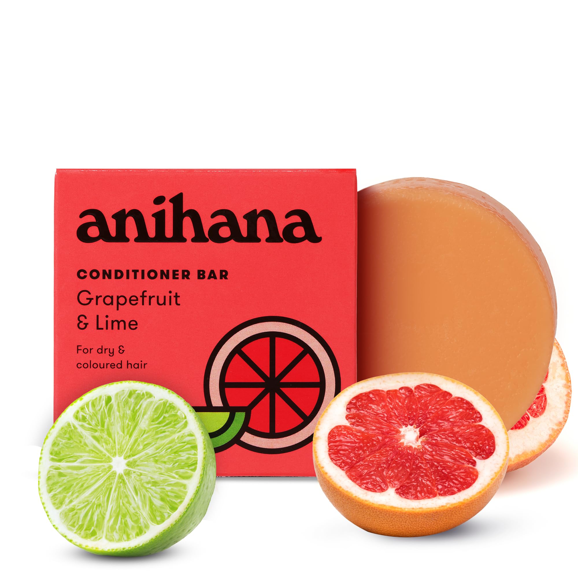 ANIHANA Conditioner Bar for Dry Damaged Safe For Color Treated Hair Moisturizing Hydrating Healthy Looking Hair Paraben Free Grapefruit and Lime 2.1 oz