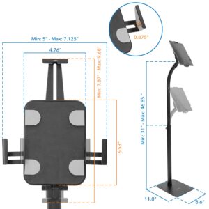 Mount-It! Universal Tablet Kiosk Stand, Anti-Theft Tablet Floor Stand with Lock for Business and Retail Use | Universal Fit for 7.9" to 11" iPad and Samsung Tablets, Height Adjustable, Black