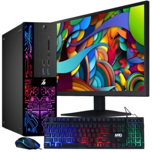 TechMagnet Computer Desktop PC, Intel Core i3-6100, Siwa 6, 8GB RAM, 120GB SSD (Fast Boot), 2TB HDD, RGB Keyboard Mouse, WiFi, 22 inch Monitor, Windows 10 Professional (Renewed)