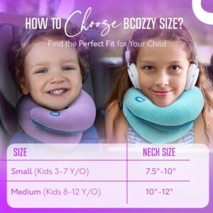 BCOZZY Kids Bundle- 2 Travel Neck Pillows for Toddlers- Super Soft Head, Neck, and Chin Support, for Comfortable Sleep in Car Seat Booster and Plane- Washable, Navy, Light Purple