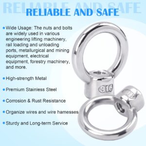 PAGOW 8pcs Stainless Steel 316 Lifting Eye Nut, 1/4" UNC Heavy Duty Marine Grade, Hardware Ring Shaped Eye Bolt