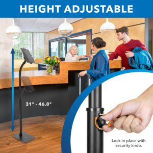 Mount-It! Universal Tablet Kiosk Stand, Anti-Theft Tablet Floor Stand with Lock for Business and Retail Use | Universal Fit for 7.9" to 11" iPad and Samsung Tablets, Height Adjustable, Black