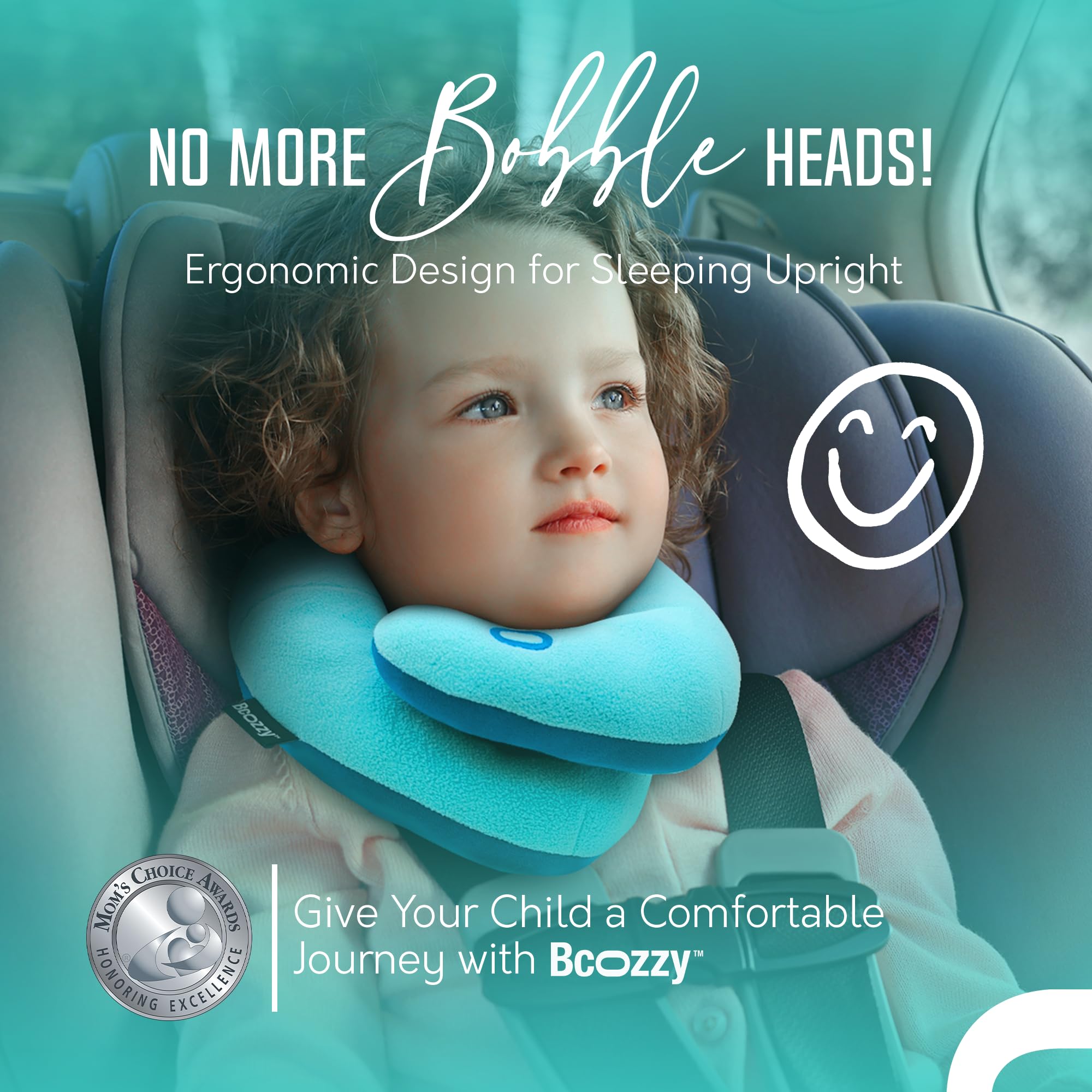 BCOZZY Kids Bundle- 2 Travel Neck Pillows for Toddlers- Super Soft Head, Neck, and Chin Support, for Comfortable Sleep in Car Seat Booster and Plane- Washable, Navy, Light Purple