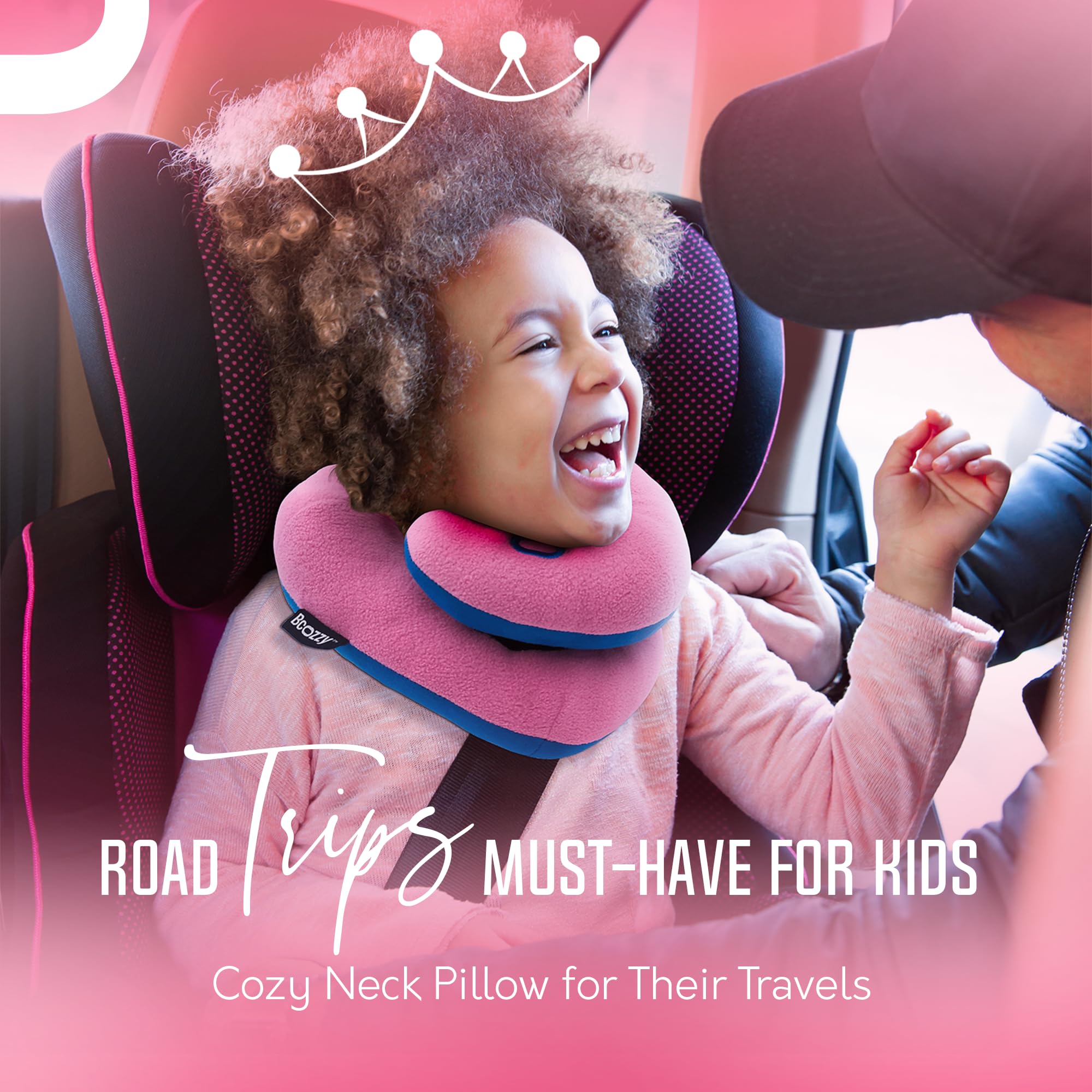 BCOZZY Kids Bundle- 2 Travel Neck Pillows for Toddlers- Super Soft Head, Neck, and Chin Support, for Comfortable Sleep in Car Seat Booster and Plane- Washable, Navy, Light Purple