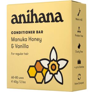 ANIHANA Conditioner Bar for Regular Normal Hair Clean Purifying Natural Healthy Look and Shine Paraben Free Manuka Honey and Almond 2.1 oz