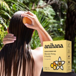 ANIHANA Conditioner Bar for Regular Normal Hair Clean Purifying Natural Healthy Look and Shine Paraben Free Manuka Honey and Almond 2.1 oz