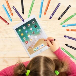 12 Pcs Kids Stylus Pen, Fun Crayon Stylus for Touchscreen Tablets, Kids Edition Tablet Crayon Stylus for Children, Compatible with Smartphones Phone Drawing Anti Scratch