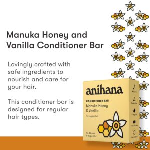 ANIHANA Conditioner Bar for Regular Normal Hair Clean Purifying Natural Healthy Look and Shine Paraben Free Manuka Honey and Almond 2.1 oz