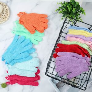 Shower Gloves,24 Pcs Exfoliating Bath Gloves,Body Scrub Gloves with Hanging Loop for Beauty Spa Massage Skin Shower Body Scrubber-12 Colors