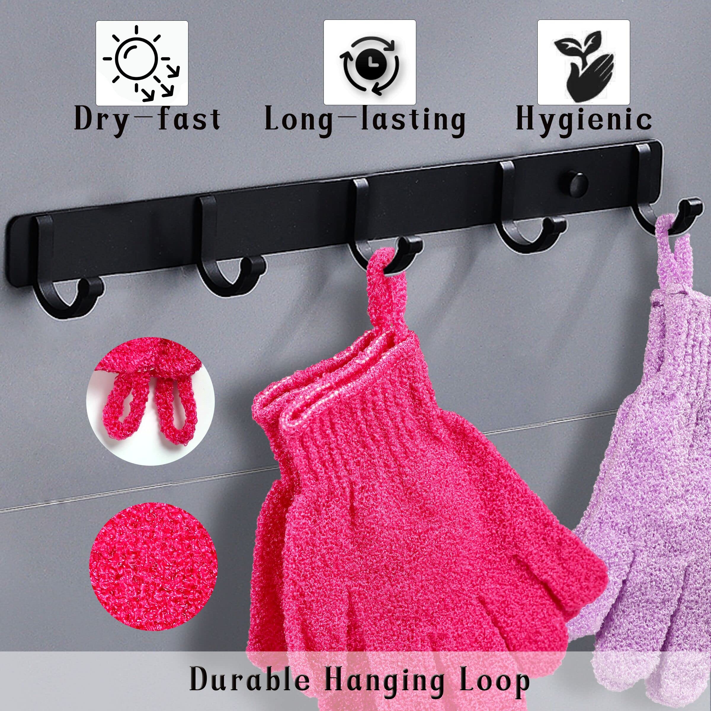 Shower Gloves,24 Pcs Exfoliating Bath Gloves,Body Scrub Gloves with Hanging Loop for Beauty Spa Massage Skin Shower Body Scrubber-12 Colors