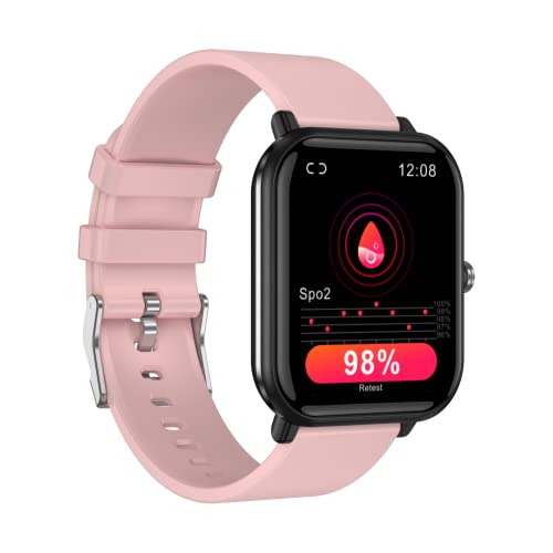 CRTORRS 2022 Men Women Smart Watch, Fitness Tracker Smartwatch, 5 ATM Water Resistant, Heart Rate, Blood Pressure, Sleep Monitor, Bluetooth Sport Band for iPhone Android Phone (Pink)