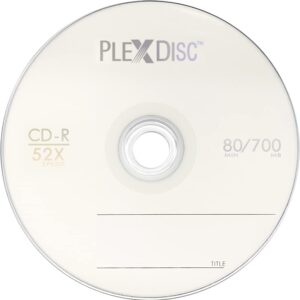 PlexDisc CD-R 700MB 52X Logo Top Blank Discs - 100 Pack | Writable Bulk CDs for Music, Audio, and Data Recording | Ideal for Burning Music & Storage (no Container)