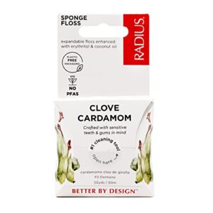 RADIUS Clove Cardamom Dental Floss 55 Yards Vegan & Non-Toxic Oral Care Boost & Designed to Help Fight Plaque Clear - Pack of 2