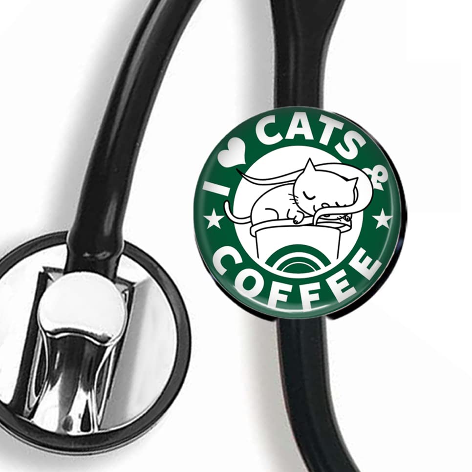 PAUJCXJ I Love Cat Stethoscope Tag,Steth ID Tag,Nurse Badge, black