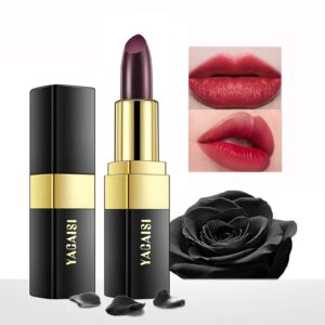 yeweian black color changing lipstick, magic color changing lip balm(black change into brick red), natural moisturizing lip balm labiales magicos nutritious lazy lipstick for women (black)