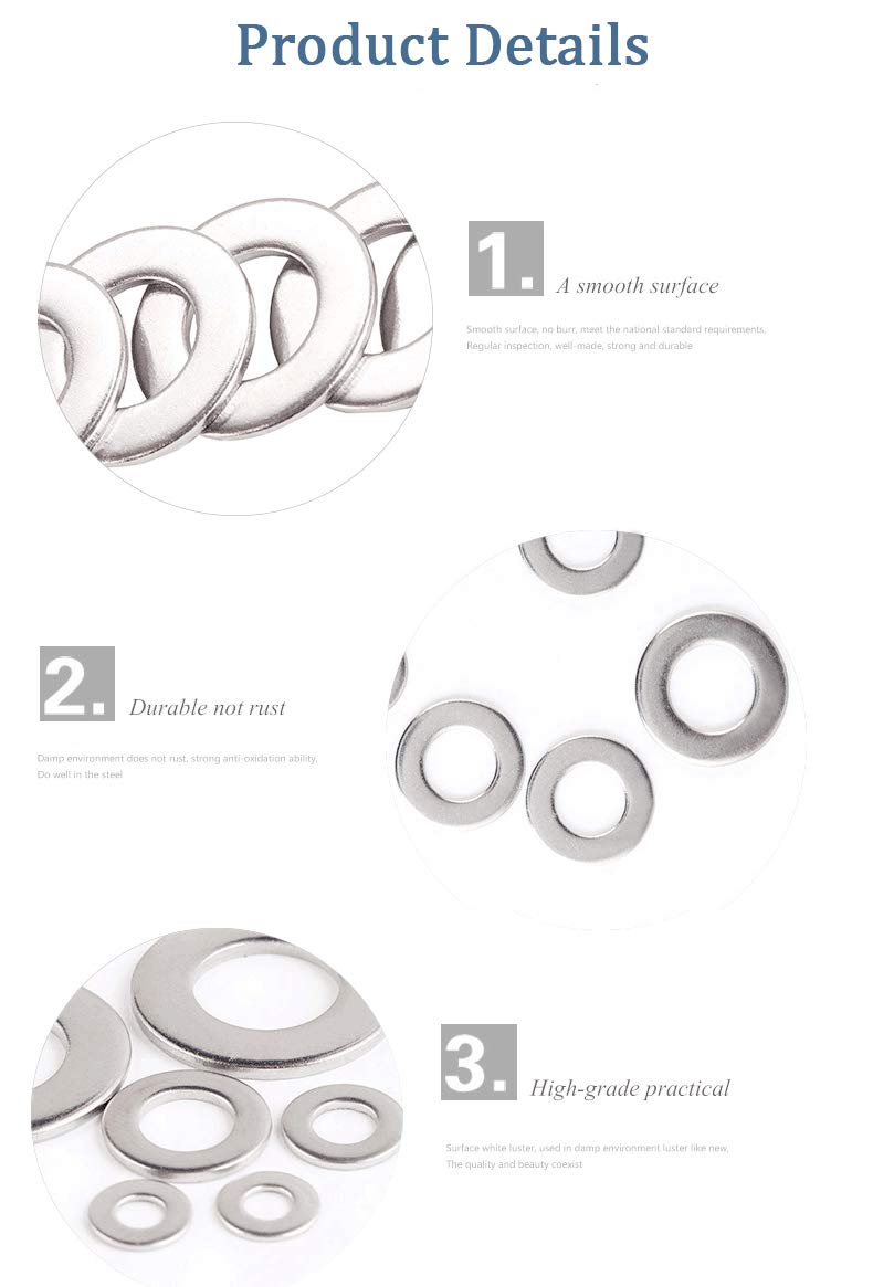 M16 Flat Washer, 304 Stainless Steel, 16mm ID, 30mm OD, 3mm Thickness, Plain Finish, for Bolt and Screw (Pack of 25)