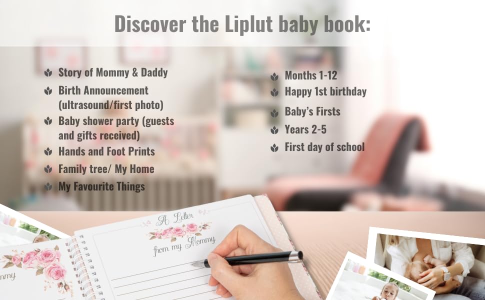 Baby Book Memory – Keepsake Album Baby Girl First 5 Year Events Pregnancy to Age 5 – Pink